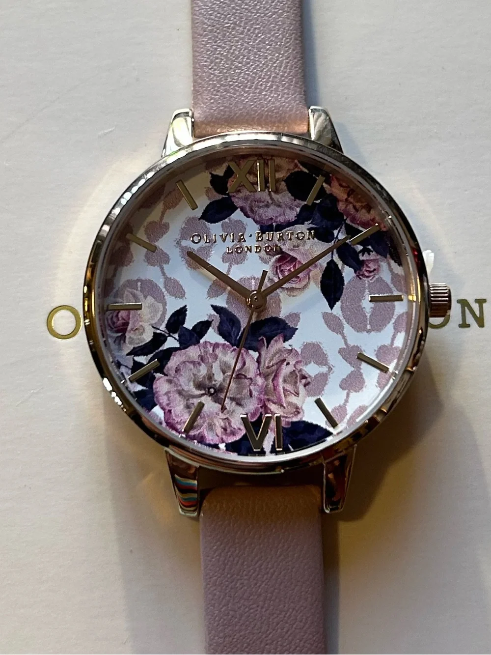 Olivia Burton Watch With 34mm Floral Face & Pink Band